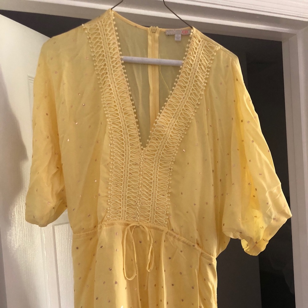 Yellow polkadot romper!